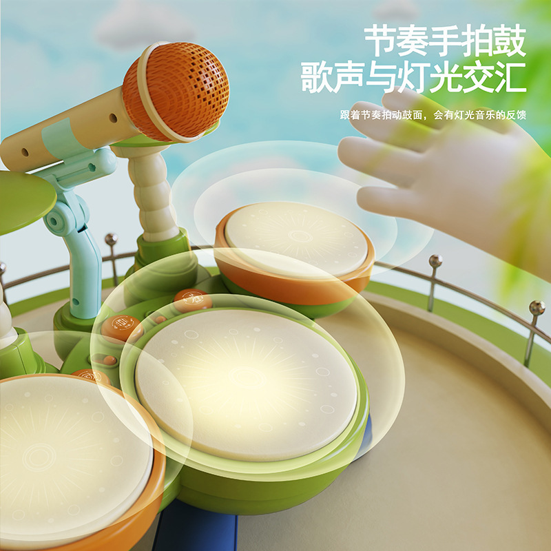 드럼 악기  드럼 어린이 드럼 베어 드럼 토끼 드럼  장난감 1-3 세 어린이 타악기 핸드 드럼