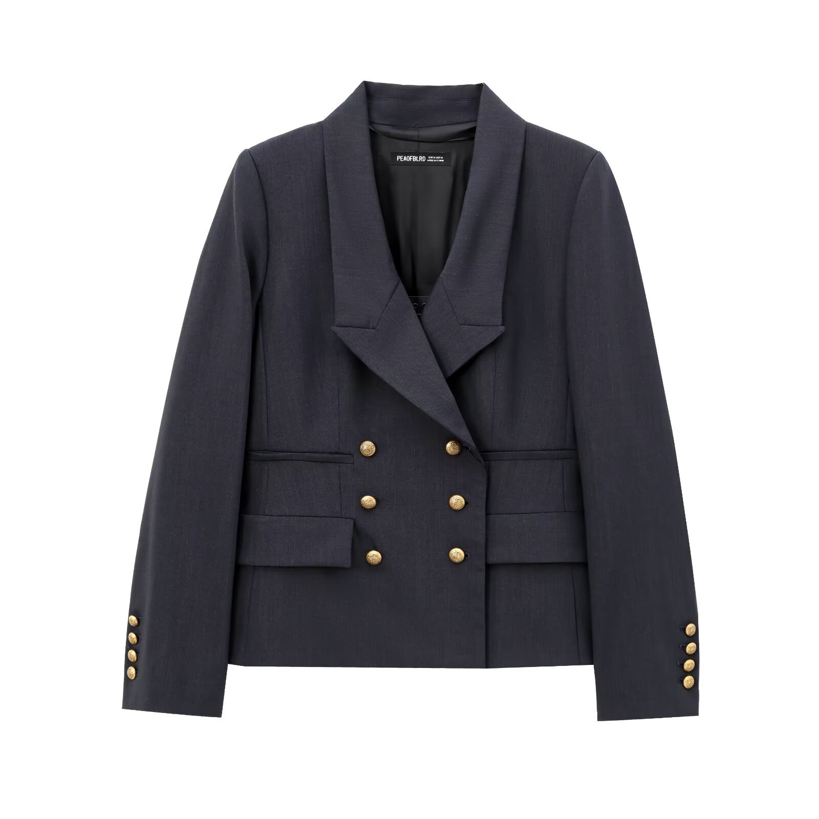 GraceChic 8665 - Autumn New Women's Fashion European And American Style With Button Decoration Short Suit + Flared Pants Set_voghion.com