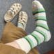 Little Red Book Same Style Striped Socks Spring and Summer New Arrival Socks Women's ins Trendy Embroidered Small Flower Beautiful Cute Mid-length Socks