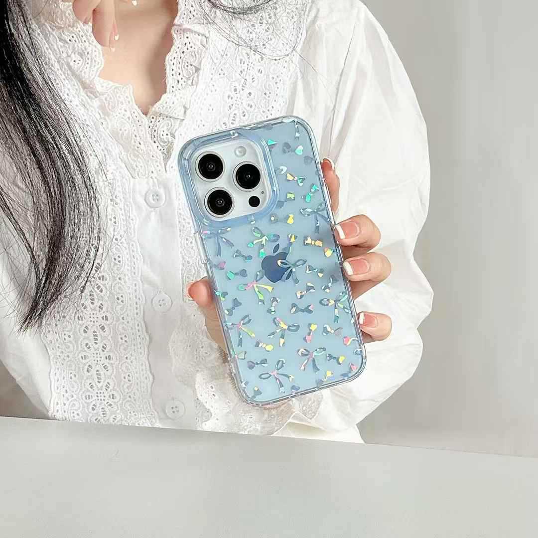 Lazo de pantalla completa láser coreano ins para iphone15ProMax/16 funda para teléfono móvil 13 Apple 14 girl