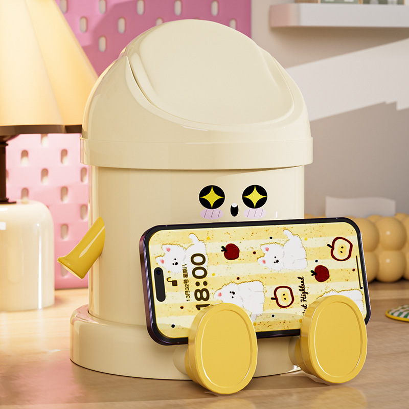 デスクトップゴミ箱家庭用ミニかわいいダイニングテーブルオフィス寝室寮小さなコーヒーテーブル収納バケツ蓋付き|undefined
