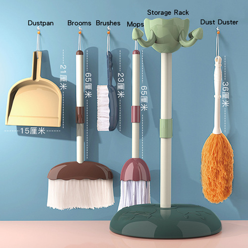 Children's sweeping toy broom and dustpan combination set simulates house cleaning vacuum cleaner for baby girls