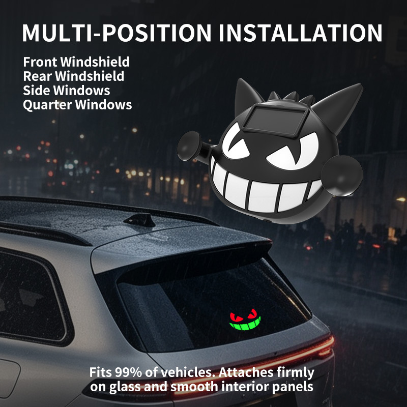 Cross-border car decorative light Halloween solar-powered wireless evil demon eye LED warning ambient light dynamic