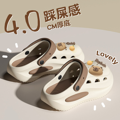 Women's summer new style open-toe slippers with cushioned feel, non-slip thick-soled beach sandals made of EVA material, odorless and noiseless.