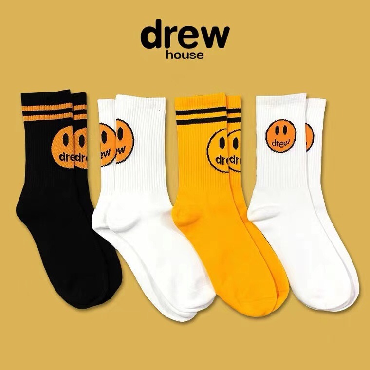 European and American Trendy Socks Justin Bieber's Same Smiling Face Street Sports Trendy Brand Mid-Calf Socks Ins Men's and Women's Pure Cotton Socks