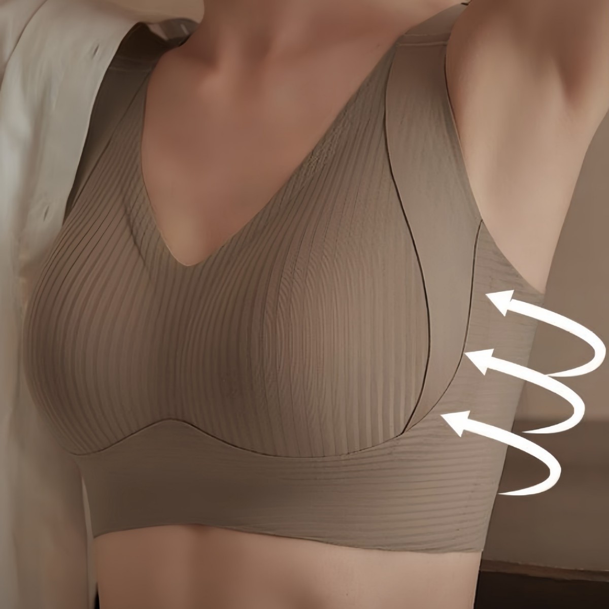 Bra de correa de hombro ajustable sin marca sin anillo de acero para mujeres, almohadilla de pecho fija, suave y cómoda