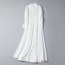 婵茶赋秋冬新款茶服旗袍裙中式小交领时尚改良奥戴款女修身连衣裙