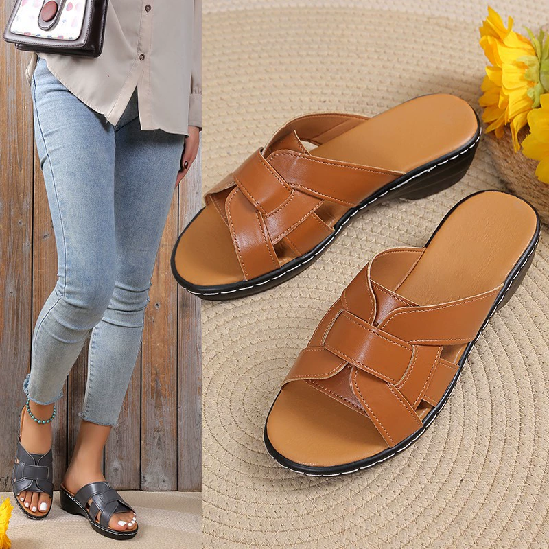 Тапочки для внешней торговли 2024 года, летние новые универсальные модные туфли для мам на плоской подошве в Корейском стиле, Повседневные тапочки, женские Тапочки