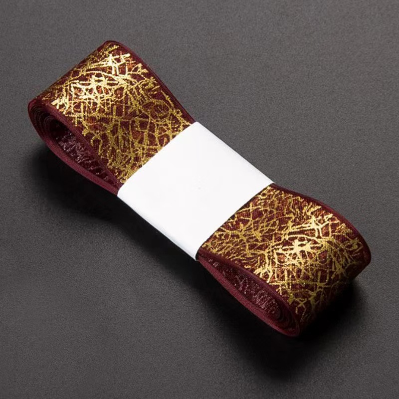 En stock venta al por mayor 2,2 borde dorado cinta regalo de cumpleaños pastel embalaje cinta arco flor regalo