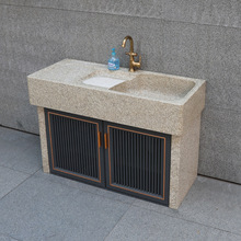 黄金麻户外大理石洗衣池一体带搓衣板别墅操作台洗手台盆庭院水槽