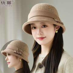 中老年时尚盆帽女秋冬优雅保暖礼帽新款气质渔夫帽显脸小时尚百搭