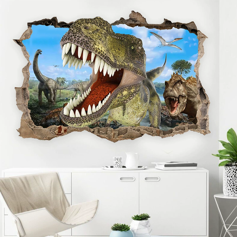 Трансграничная внешняя торговля Оптовая трехмерное голубое небо динозавр юрский динозавр наклейка для гостиной спальни декоративная наклейка самоклеящаяся