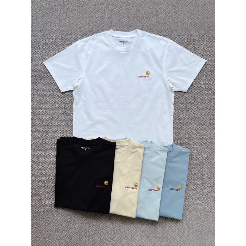High-end Carhartt 2026 new short-sleeve T-shirt for men, spring new product, classic American style, embroidered logo, wide fit