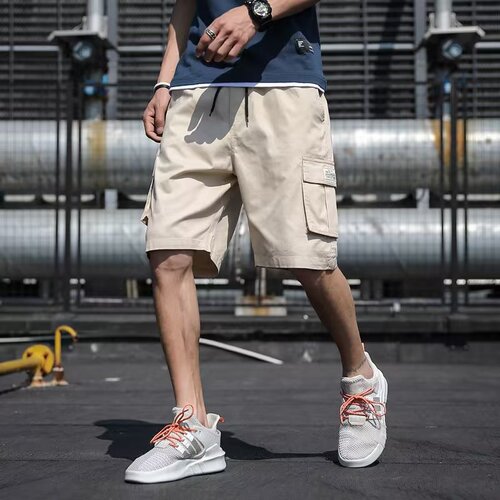 Work pants, men's loose casual pants, Korean trend multi-pocket quarter pants, young and fashionable shorts
