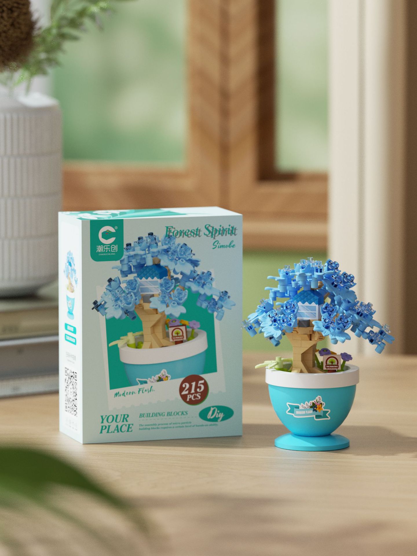 Compatible con cerezo árbol inmortal bloques de flores plantas en maceta para niños juguetes inteligentes transfronterizos regalos del día de la maestra