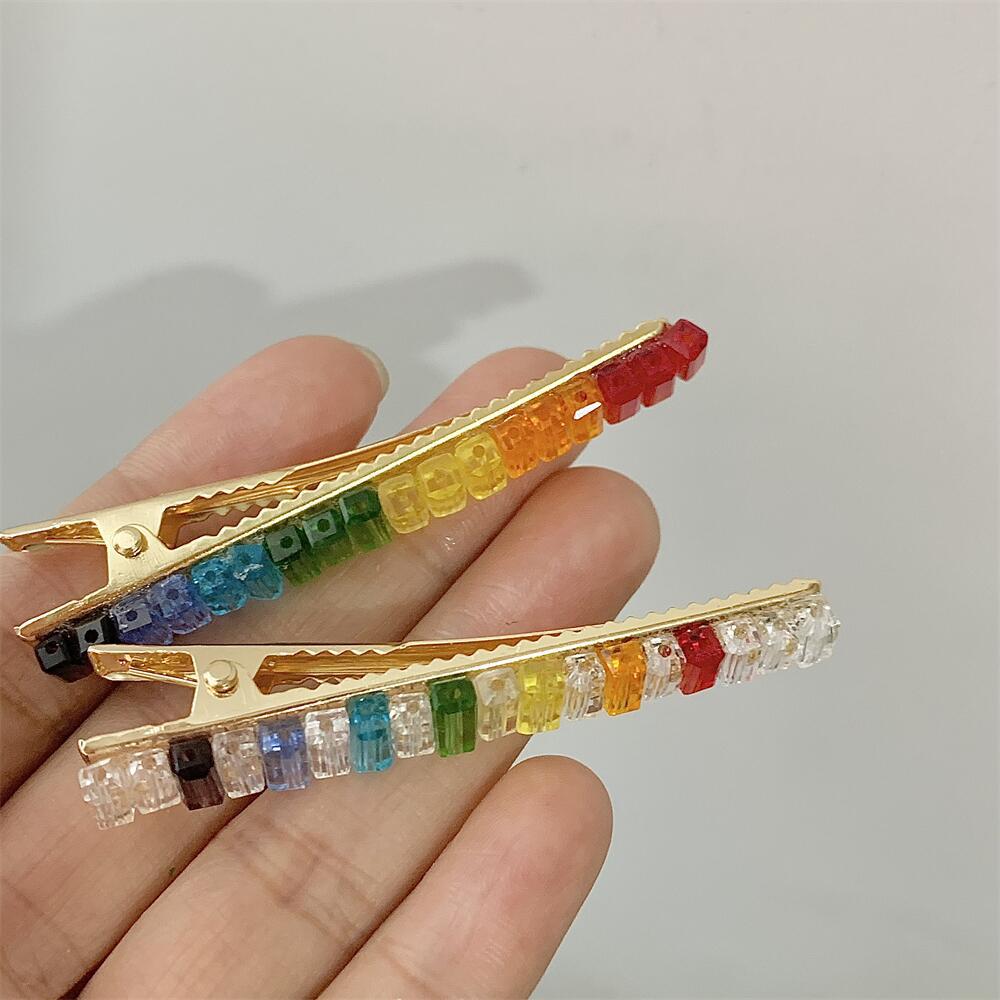 Simple Style Color Block Alloy Plating Inlay Artificial Gemstones Hair Clip display picture 3