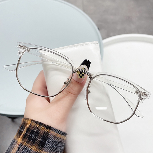Handsome half-rim glasses frame men's Chaoligong elegant scum myopia with degree anti-blue light flat eye glasses frame