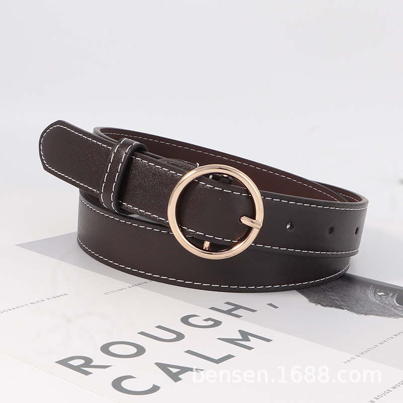 Cinturón Decorativo con Hebilla Redonda para Mujer de Cuero PU para Jeans