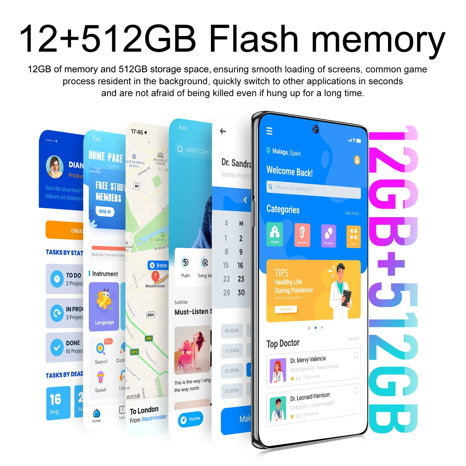 Мобильный телефон, умные часы, (跨境 торговля), Android, 512ГБ, 7,3 дюйма, широкий экран