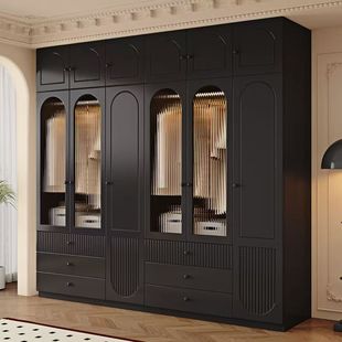 Solid Wood Wardrobe Home Bedroom Storage Cabinet Wall Cabinet Storage Cabinet Small Apartment Large Capacity Rental Room Large Wardrobe
