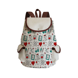 New Cross-Border Style Fashionable Personalized Travel Backpack Large Capacity Student School Bag Cartoon Nurse Print Backpack