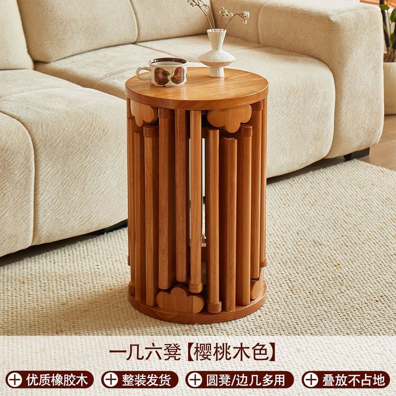 無垢材の積み重ね可能な組み合わせスツール、スタッキングスツール、ティーテーブル、丸椅子、ダイニングテーブル、来客用予備椅子、キャスター付き折りたたみ椅子|undefined
