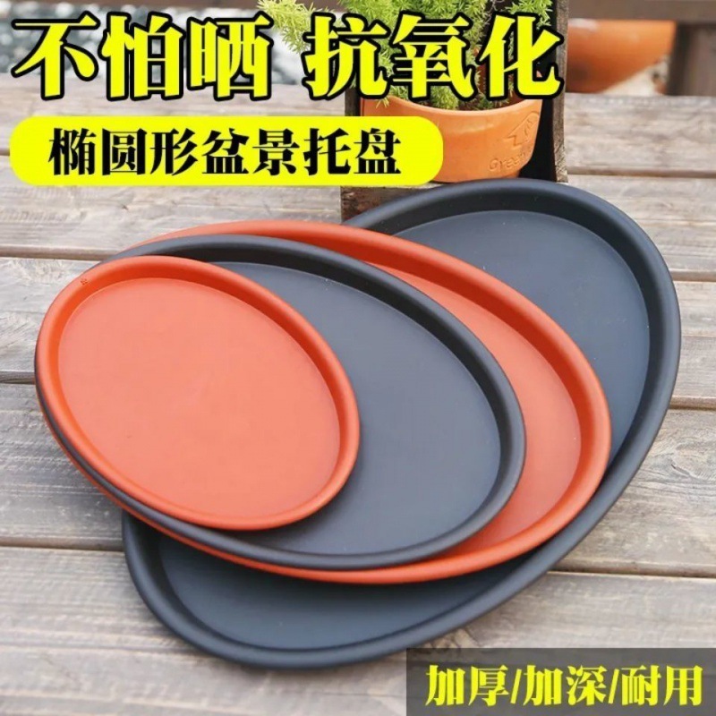 植木鉢底トレイ楕円形の厚いプラスチック長方形底ベースセラミック盆栽多肉植物水受けトレイフラワートレイ|undefined