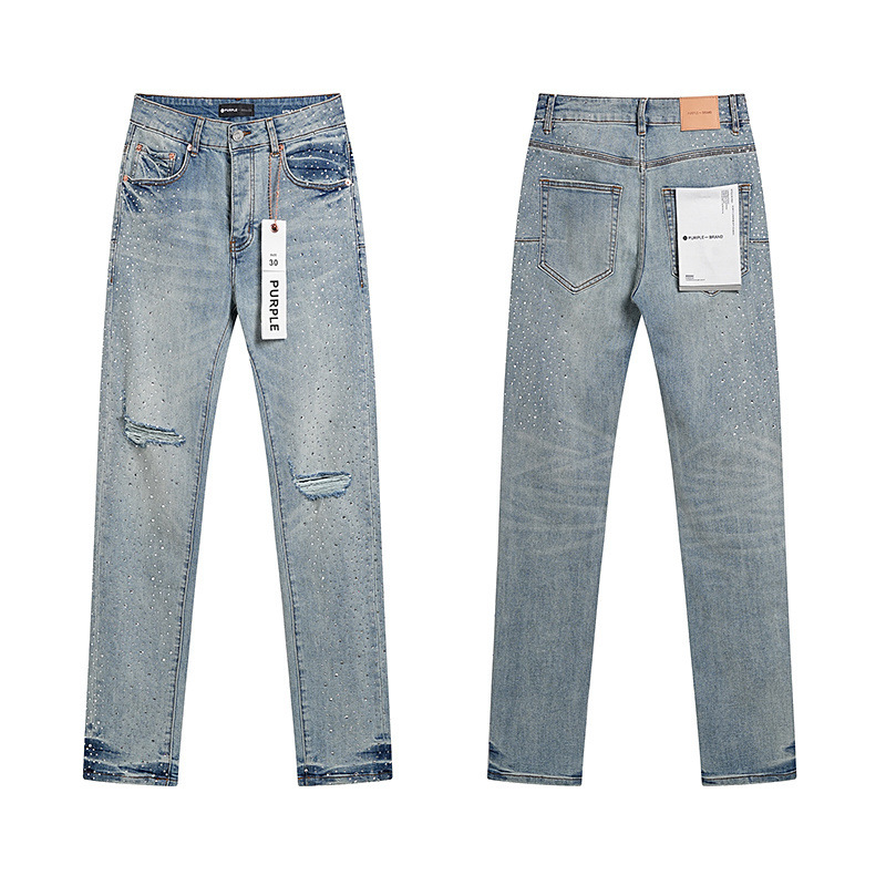 Marca de moda para hombres y mujeres 2025 nuevo verano nuevo estilo pantalones cortos de mezclilla de diamantes calientes rotos pantalones cortos retro de calle de todo fósforo rectos