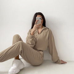 2025 Amazon ebay ヨーロッパとアメリカの貿易秋冬婦人服新しいフード付きカジュアルスウェットシャツスーツ 2 点セット女性用