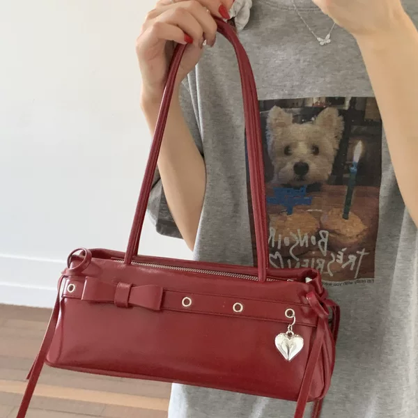 Summer Sweet Girly Bow Armpit Bag for Women 2025 New Style Simple and Versatile High-End Single Shoulder Baguette Bag