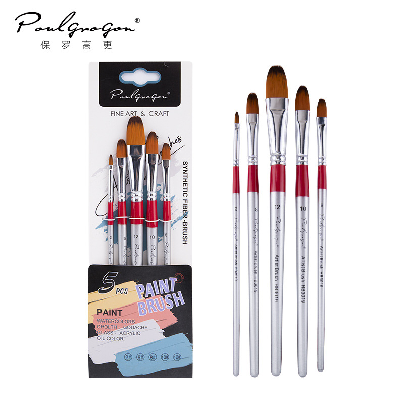 Transfronterizo 6 conjuntos de pinceles de madera de nylon pinturas de arte pinturas de tinta de agua mezcladas pinceles de aceite de acrílico