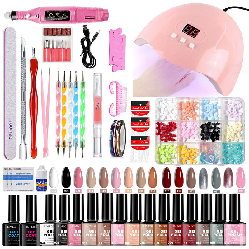 Foreign Trade Cross-Border 16-Color Gel Nail Art Accessories Cat Eye Gel Nail Polish Gel with Lamp Tool Full Set Crystal Powder Liquid Large Set