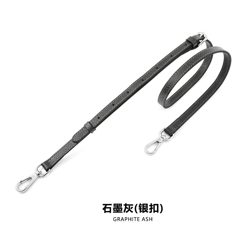 A- 48 first layer cowhide 1.2cm adjustable graphite gray black edge silver buckle