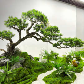 仿真松树绿植景观迎客松树大型罗汉松美人松盆景摆件酒店展厅装饰