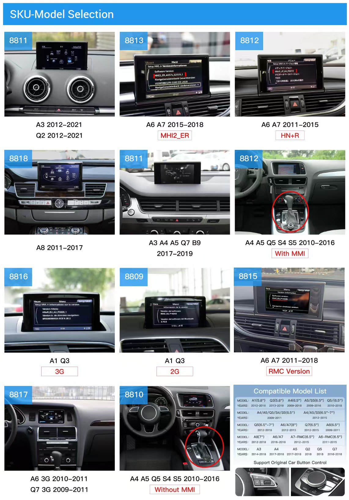 For Audi A1 A3 A4 A5 A6 A8 Q1 Q2 Q3 Q5 Q7 Q8 wireless carplay decoder