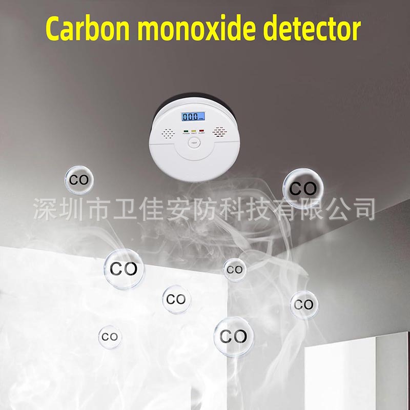 Detector de monóxido de carbono (CO) transfronterizo certificado para Amazon, a pilas, nuevo modelo para comercio exterior