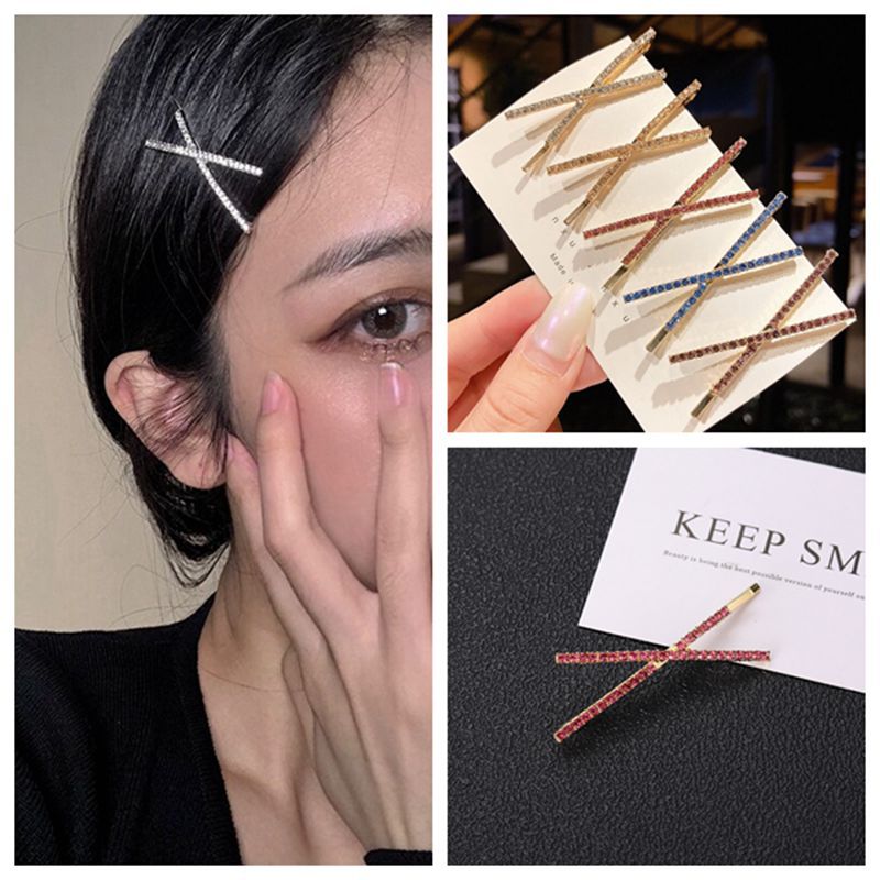 Factory-Original Alloy Full Diamond Fork Hair Clips Trendy Bangs Clips Multicolor Hair Accessories Edge Clips