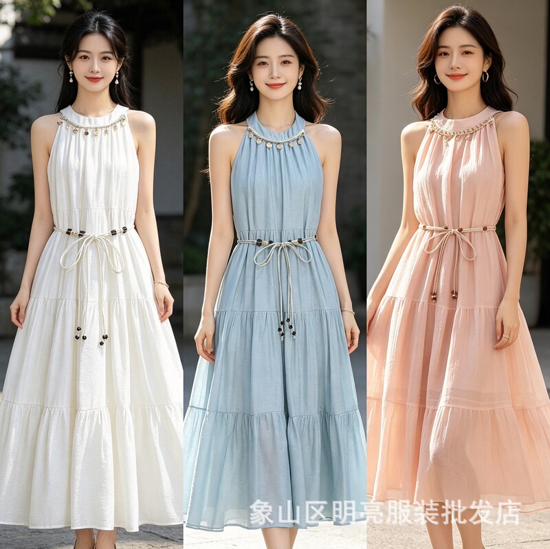 Bohemian Sling dress Two-piece Ethnic Summer New French Style Super Fairy Mori Style Seaside Holiday Dress