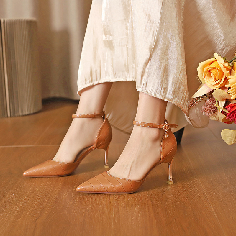 Size 31-44 zey-t1 Crocodile High Heels Sandals Hole Shoes Pointed Shallow Stiletto Heels