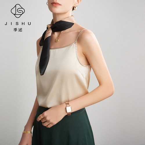 Silk camisole women's 2024 spring and summer mulberry silk niche satin inner wear solid color slim sexy top