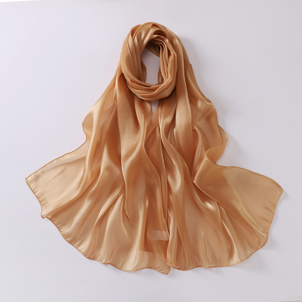 Femmes Élégant Style Vintage Couleur Unie Organza Écharpe En Soie display picture 4