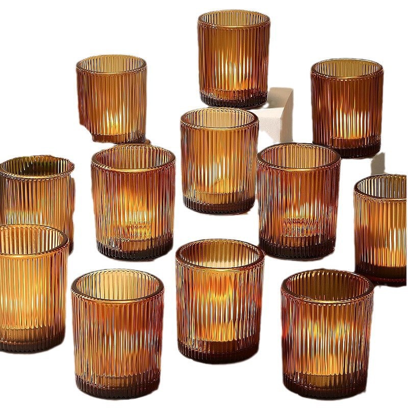 Vaso Candelabro de Vidrio 5565 con Rayas Verticales, Pintado por Pulverización, para el Hogar image 6