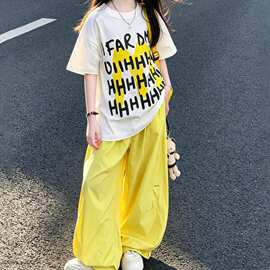 女童夏装2026新款小女孩多巴胺套装洋气时髦儿童速干裤女大童衣服