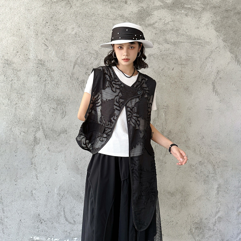 250432 New Chinese Jacquard Irregular Vest Spring and Summer New Stacked High-grade Waistcoat Ins Jacket