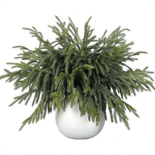 Cross-Border Christmas Artificial Pine Needles 7-Pronged Soft Rubber Pine Needles Home Green Plant Plug-In Decorative Artificial Hand-Rolled Soft Rubber Pine Needles
