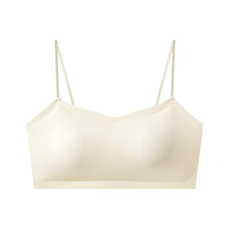 Ropa interior de tubo con tirantes finos para hombros descubiertos para mujer, estilo fino de verano, pecho pequeño, estudiantes universitarios, base líquida invisible, sujetador femenino