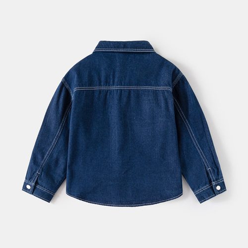 Boys' Workwear Denim Shirt Jacket 2024 Spring and Autumn New Style Cool and Trendy for Middle and Older Boys, Fashionable and Versatile