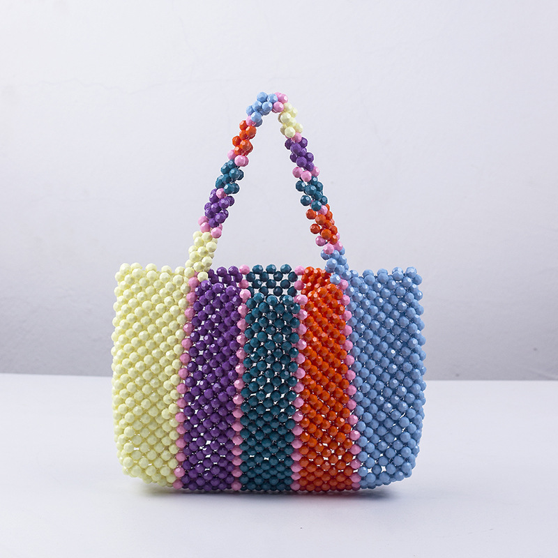 Women's Medium ABS Color Block Vintage Style Beading Open Handbag display picture 1