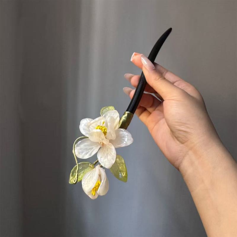 栀子花古风中式发簪国风旗袍百搭日常盘发发钗簪子简约头饰发饰品|undefined