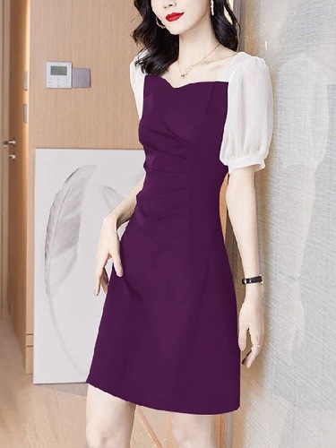 Women's Summer 2025 French-style waist-cinched medium-length slimming invisible figure elegant lady Audrey Hepburn style dress